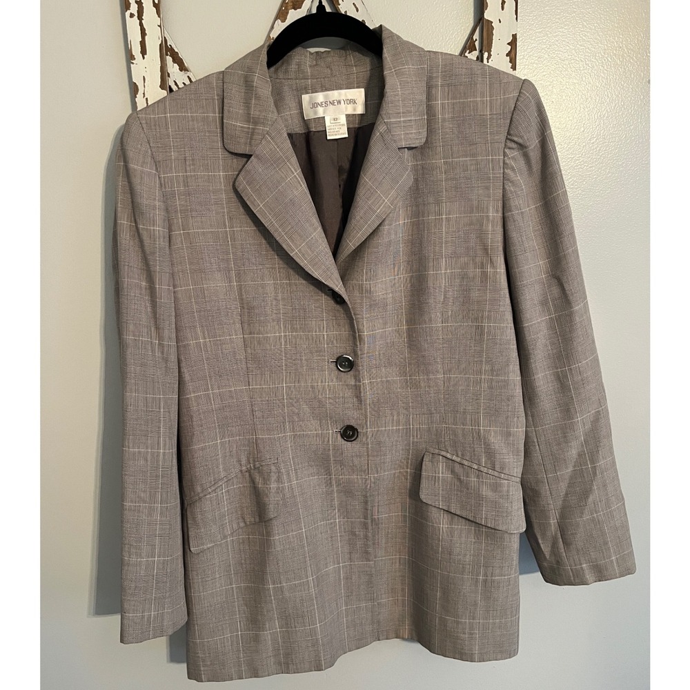 Woman's Plaid Blazer Brown Beige Size 10
